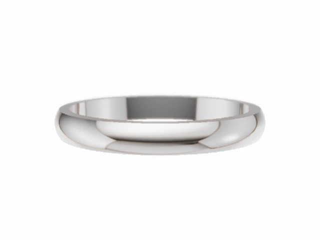 BUDGET 2.5mm.  Wide  Plain Polish Wedding Ring 100% Recycled, Hallmarked 18ct. White Gold