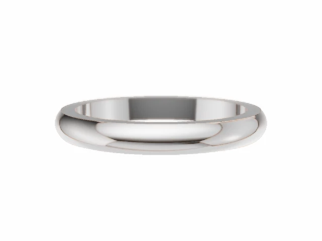 PREMIERE 2.5mm.  Wide  Plain Polish Wedding Ring 100% Recycled, Hallmarked 18ct. White Gold