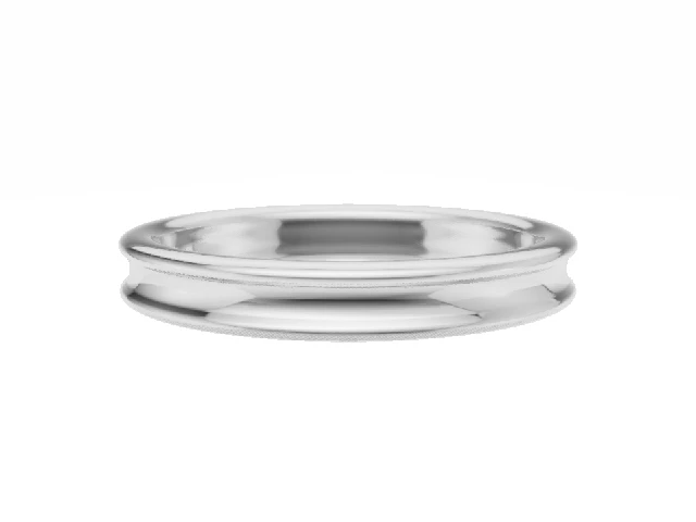 PREMIERE 3.0mm.  Wide  Plain Polish Concave Wedding Ring   100% Recycled, Hallmarked 18ct. White Gold