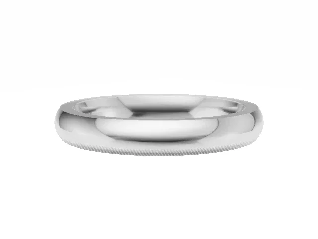 <strong>PREMIERE</strong><br />3.0mm.  Wide <br />Plain Polish Court Wedding Ring<br /> <br />100% Recycled, Hallmarked 18ct. White Gold