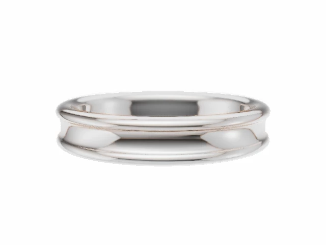 LUXURY 4.0mm.  Wide  Plain Polish Concave Wedding Ring   100% Recycled, Hallmarked 18ct. White Gold