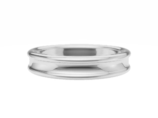 PREMIERE 4.0mm.  Wide  Plain Polish Concave Wedding Ring   100% Recycled, Hallmarked 18ct. White Gold