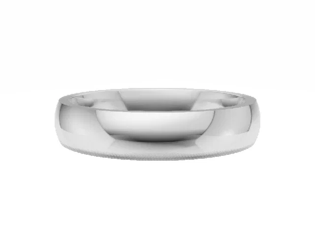 <strong>LUXURY</strong><br />4.0mm.  Wide <br />Plain Polish Court Wedding Ring<br /> <br />100% Recycled, Hallmarked 18ct. White Gold