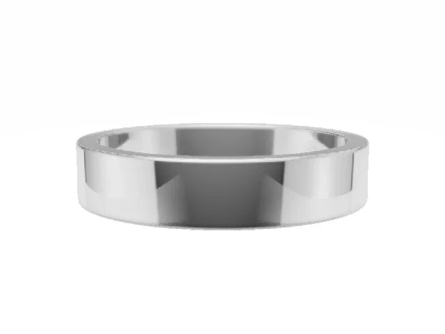 <strong>BUDGET</strong><br />4.0mm.  Wide <br />Plain Polish Wedding Ring<br /> <br />100% Recycled, Hallmarked 18ct. White Gold