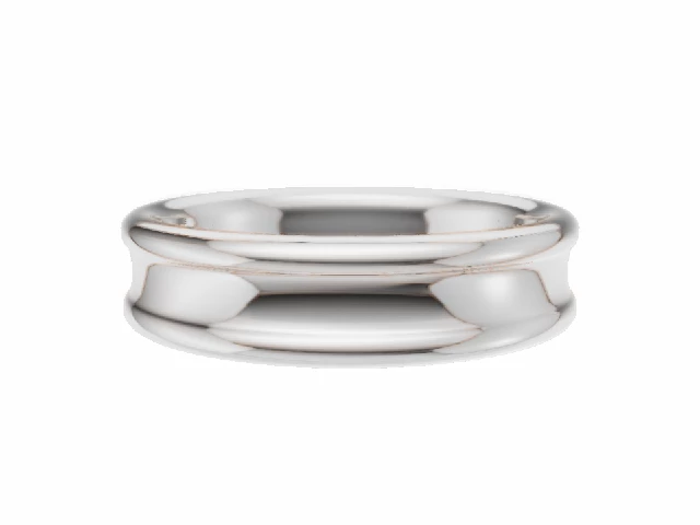 LUXURY 5.0mm.  Wide  Plain Polish Concave Wedding Ring   100% Recycled, Hallmarked 18ct. White Gold