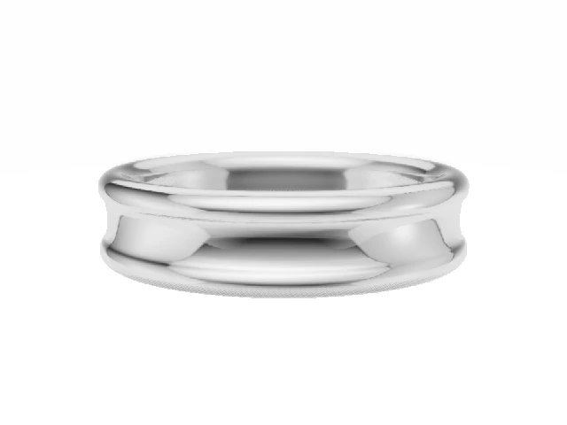 PREMIERE 5.0mm.  Wide  Plain Polish Concave Wedding Ring   100% Recycled, Hallmarked 18ct. White Gold