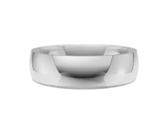 <strong>BUDGET</strong><br />5.0mm.  Wide <br />Plain Polish Court Wedding Ring<br /> <br />100% Recycled, Hallmarked 18ct. White Gold