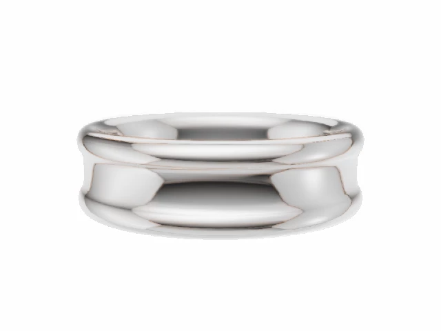 LUXURY 6.0mm.  Wide  Plain Polish Concave Wedding Ring   100% Recycled, Hallmarked 18ct. White Gold