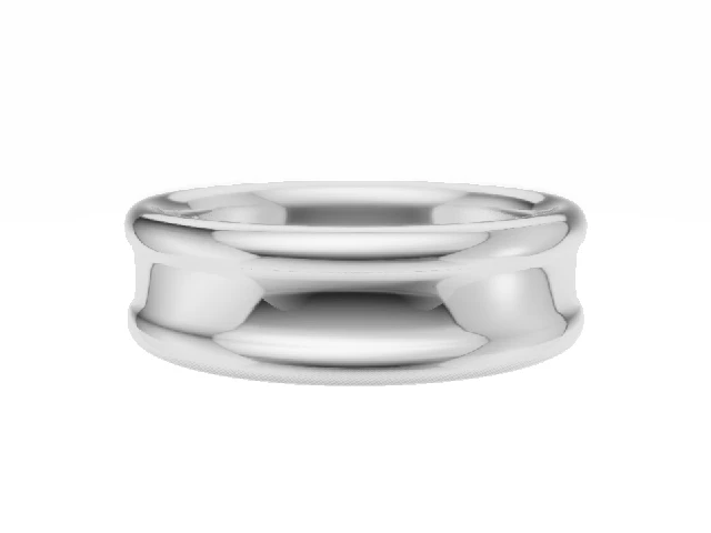 PREMIERE 6.0mm.  Wide  Plain Polish Concave Wedding Ring   100% Recycled, Hallmarked 18ct. White Gold