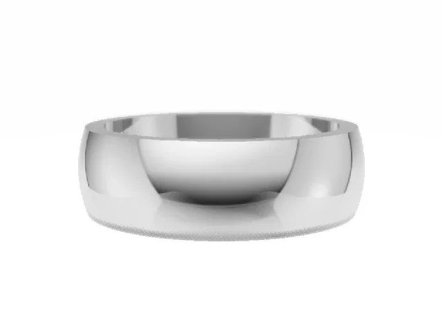 <strong>LUXURY</strong><br />6.0mm.  Wide <br />Plain Polish Wedding Ring<br /> <br />100% Recycled, Hallmarked Platinum