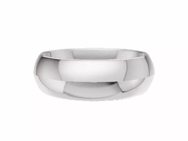 BUDGET 6.0mm.  Wide  Plain Polish Knife-Edge Wedding Ring   100% Recycled, Hallmarked 18ct. White Gold