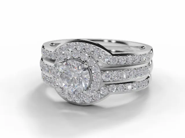 Diamond Jacket Engagement Ring Diamond-Set Bands Certified Round Brilliant-Cut Diamond 100% Recycled, Hallmarked Platinum