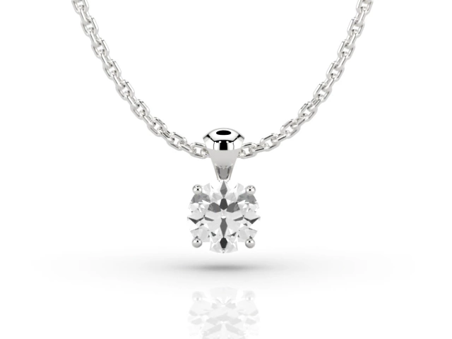 Claw-Set Diamond Pendant Diamond Pendant Certified  Round Brilliant-Cut Diamond 100% Recycled, Hallmarked Platinum