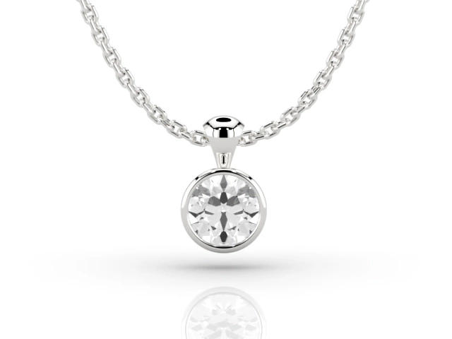 Bezel-Set Diamond Pendant Round Brilliant-Cut Diamond 100% Recycled, Hallmarked Platinum