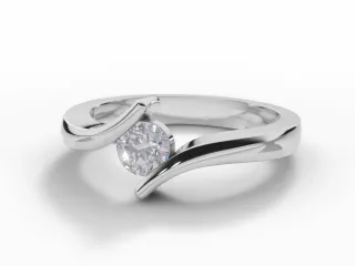 Diamond Solitaire Engagement Ring Diamond-Set Band Certified Round Brilliant-Cut Diamond 100% Recycled, Hallmarked 18ct. White Gold
