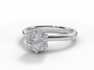 Diamond Solitaire Engagement Ring Plain Polish Band Certified Round Brilliant-Cut Diamond 100% Recycled, Hallmarked 18ct. White Gold
