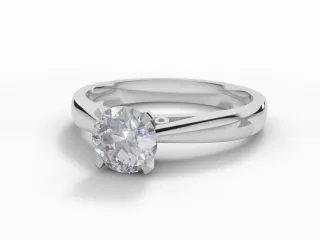 Diamond Solitaire Engagement Ring Plain Polish Band Certified Round Brilliant-Cut Diamond 100% Recycled, Hallmarked 18ct. White Gold
