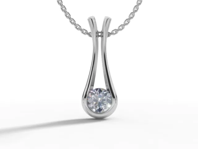 Designer Diamond Pendant Round Brilliant-Cut Diamonds 100% Recycled, Hallmarked 18ct. White Gold