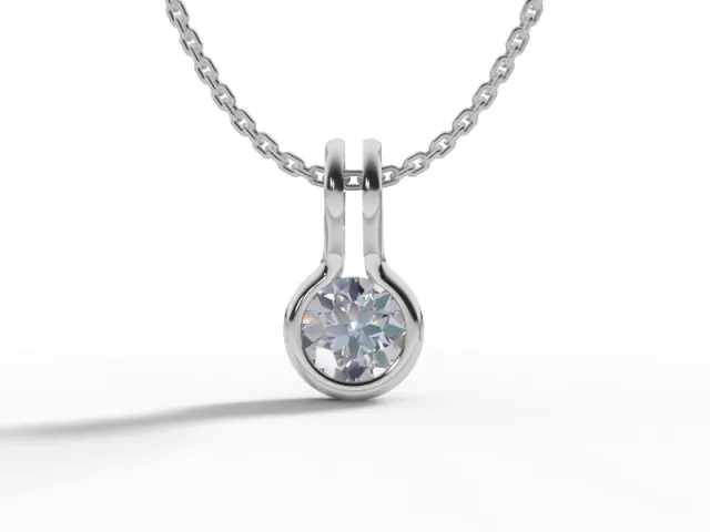 Designer Diamond Pendant Round Brilliant-Cut Diamonds 100% Recycled, Hallmarked 18ct. White Gold