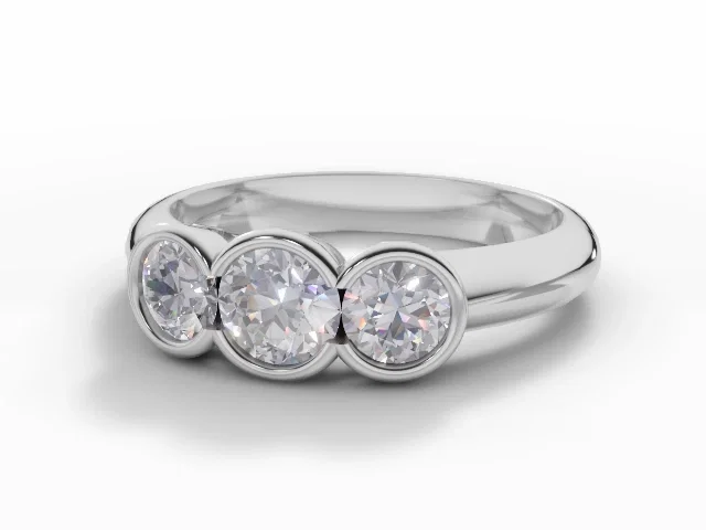 Diamond 3 Stone Engagement Ring<br />Plain Polish Band<br/>Certified Round Brilliant-Cut Diamond<br />100% Recycled, Hallmarked 18ct. White Gold Diamond 3 Stone Engagement Ring<br />Plain Polish Band<br/>Certified Round Brilliant-Cut Diamond<br />100% Recycled, Hallmarked 18ct. White Gold
