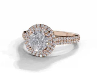 Diamond Halo Engagement Ring Grain-Set Diamond Band Certified Round Brilliant-Cut Diamond 100% Recycled, Hallmarked 18ct. Rose Gold