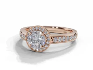 Diamond Halo Engagement Ring Grain-Set Diamond Band Certified Round Brilliant-Cut Diamond 100% Recycled, Hallmarked 18ct. Rose Gold