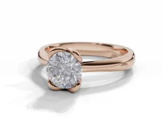 Diamond Solitaire Engagement Ring Plain Polish Band Certified Round Brilliant-Cut Diamond 100% Recycled, Hallmarked 18ct. Rose Gold