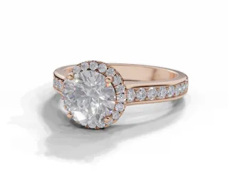 Diamond Halo Engagement Ring Grain-Set Diamond Band Certified Round Brilliant-Cut Diamond 100% Recycled, Hallmarked 18ct. Rose Gold