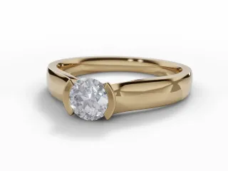 Diamond Solitaire Engagement Ring Plain Polish Band Certified Round Brilliant-Cut Diamond 100% Recycled, Hallmarked 18ct. Yellow Gold
