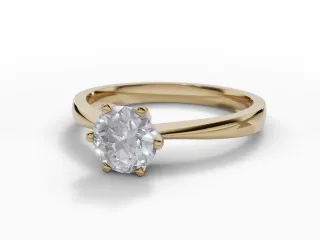Diamond Solitaire Engagement Ring Plain Polish Band Certified Round Brilliant-Cut Diamond 100% Recycled, Hallmarked 18ct. Yellow Gold