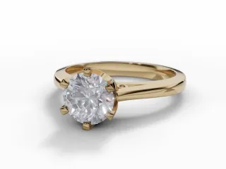 Diamond Solitaire Engagement Ring Plain Polish Band Certified Round Brilliant-Cut Diamond 100% Recycled, Hallmarked 18ct. Yellow Gold