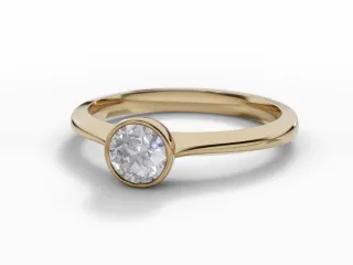 Diamond Solitaire Engagement Ring Plain Polish Band Certified Round Brilliant-Cut Diamond 100% Recycled, Hallmarked 18ct. Yellow Gold