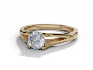 Diamond Solitaire Engagement Ring Plain Polish Band Certified Round Brilliant-Cut Diamond 100% Recycled, Hallmarked 18ct. Yellow Gold