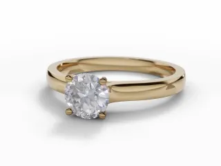 Diamond Solitaire Engagement Ring Plain Polish Band Certified Round Brilliant-Cut Diamond 100% Recycled, Hallmarked 18ct. Yellow Gold