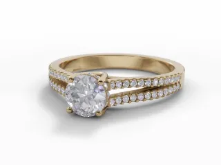 Diamond-Set Band Engagement Ring Micro Pavé Diamond-Set Band Certified Round Brilliant-Cut Diamond 100% Recycled, Hallmarked 18ct. Yellow Gold