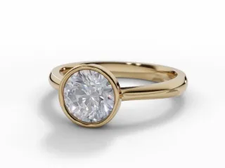 Diamond Solitaire Engagement Ring Plain Polish Band Certified Round Brilliant-Cut Diamond 100% Recycled, Hallmarked 18ct. Yellow Gold