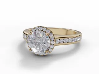 Diamond Halo Engagement Ring Channel-Set Diamond Band Certified Round Brilliant-Cut Diamond 100% Recycled, Hallmarked 18ct. Yellow Gold