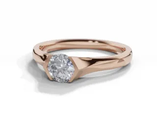 Diamond Solitaire Engagement Ring Plain Polish Band Certified Round Brilliant-Cut Diamond 100% Recycled, Hallmarked 18ct. Rose and White Gold
