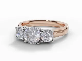 Diamond 3 Stone Engagement Ring Plain Polish Band Certified Round Brilliant-Cut Diamond 100% Recycled, Hallmarked 18ct. Rose and White Gold