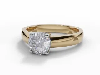 Diamond Solitaire Engagement Ring Plain Polish Band Certified Round Brilliant-Cut Diamond 100% Recycled, Hallmarked 18ct. Yellow Gold
