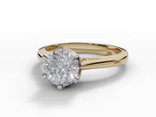Diamond Solitaire Engagement Ring Plain Polish Band Certified Round Brilliant-Cut Diamond 100% Recycled, Hallmarked 18ct. Yellow and White Gold