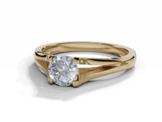Diamond Solitaire Engagement Ring Plain Polish Band Certified Round Brilliant-Cut Diamond 100% Recycled, Hallmarked 18ct. Yellow and White Gold