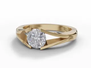 Diamond Solitaire Engagement Ring Plain Polish Band Certified Round Brilliant-Cut Diamond 100% Recycled, Hallmarked 18ct. Yellow and White Gold