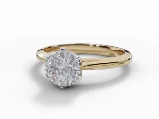 Diamond Solitaire Engagement Ring Plain Polish Band Certified Round Brilliant-Cut Diamond 100% Recycled, Hallmarked 18ct. Yellow and White Gold