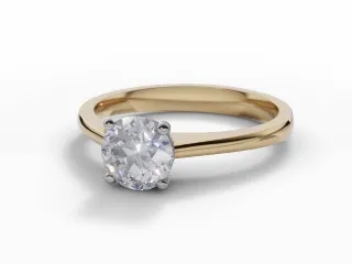 Diamond Solitaire Engagement Ring Plain Polish Band Certified Round Brilliant-Cut Diamond 100% Recycled, Hallmarked 18ct. Yellow Gold
