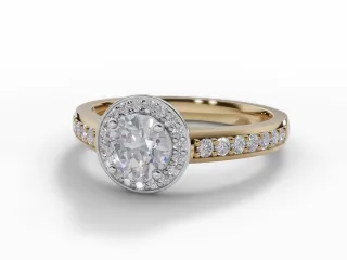 Diamond Halo Engagement Ring Grain-Set Diamond Band Certified Round Brilliant-Cut Diamond 100% Recycled, Hallmarked 18ct. Yellow and White Gold