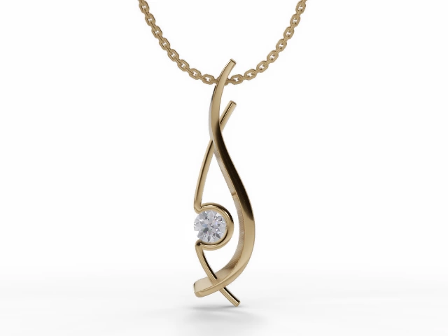 Designer Diamond Pendant Round Brilliant-Cut Diamonds 100% Recycled, Hallmarked 18ct. Yellow and White Gold