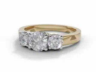 Diamond 3 Stone Engagement Ring Plain Polish Band Certified Round Brilliant-Cut Diamond 100% Recycled, Hallmarked 18ct. Yellow Gold