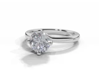 Diamond Solitaire Engagement Ring Plain Polish Band Certified Round Brilliant-Cut Diamond 100% Recycled, Hallmarked 18ct. White and Rose Gold