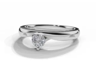Diamond Solitaire Engagement Ring Plain Polish Band Certified Round Brilliant-Cut Diamond 100% Recycled, Hallmarked 18ct. White and Rose Gold
